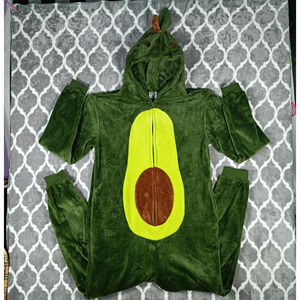Avocado Costume One-piece Pajamas Men Small Plush Halloween Cosplay Funny Zip Up